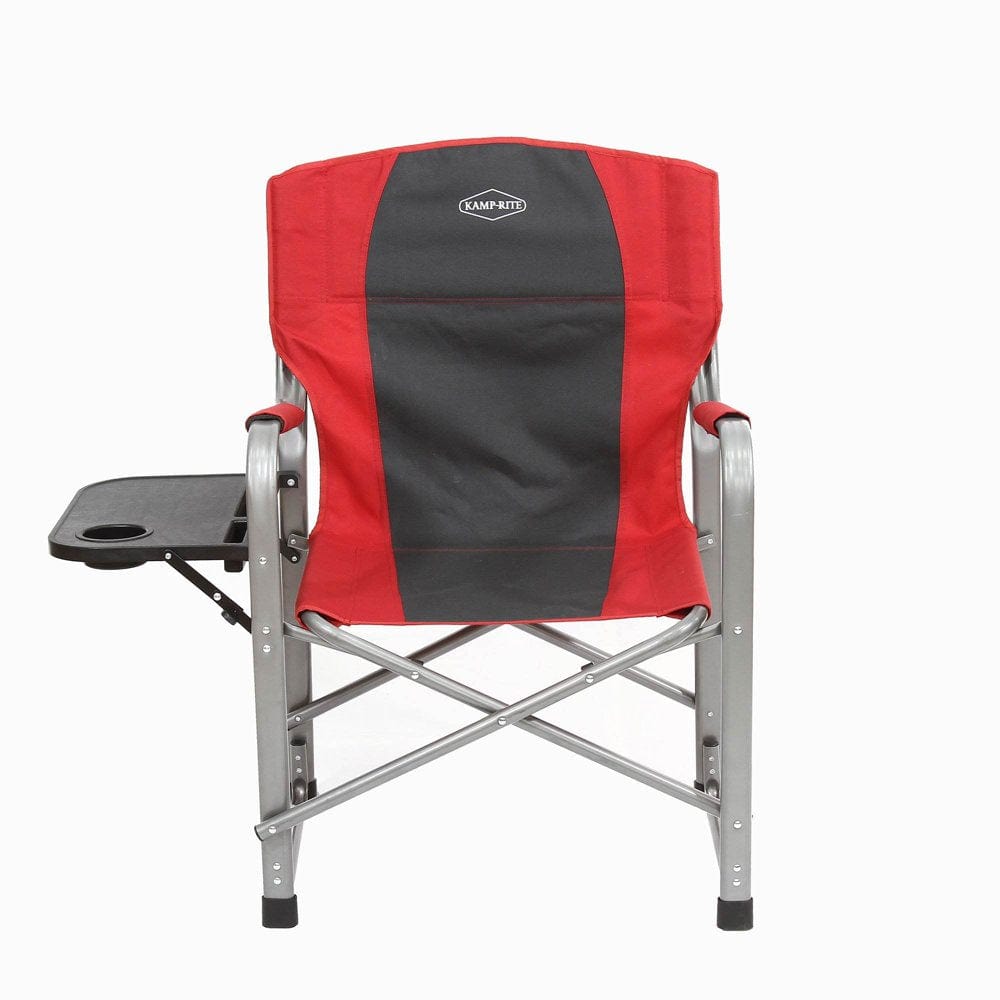 Kamp-Rite Portable Director'S Chair with Side Table & Cup Holder, 350 LB Capacity, Red & Black
