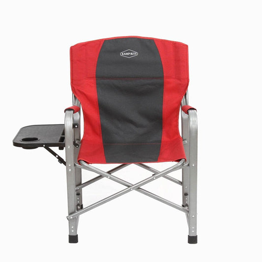 Kamp-Rite Portable Director'S Chair with Side Table & Cup Holder, 350 LB Capacity, Red & Black