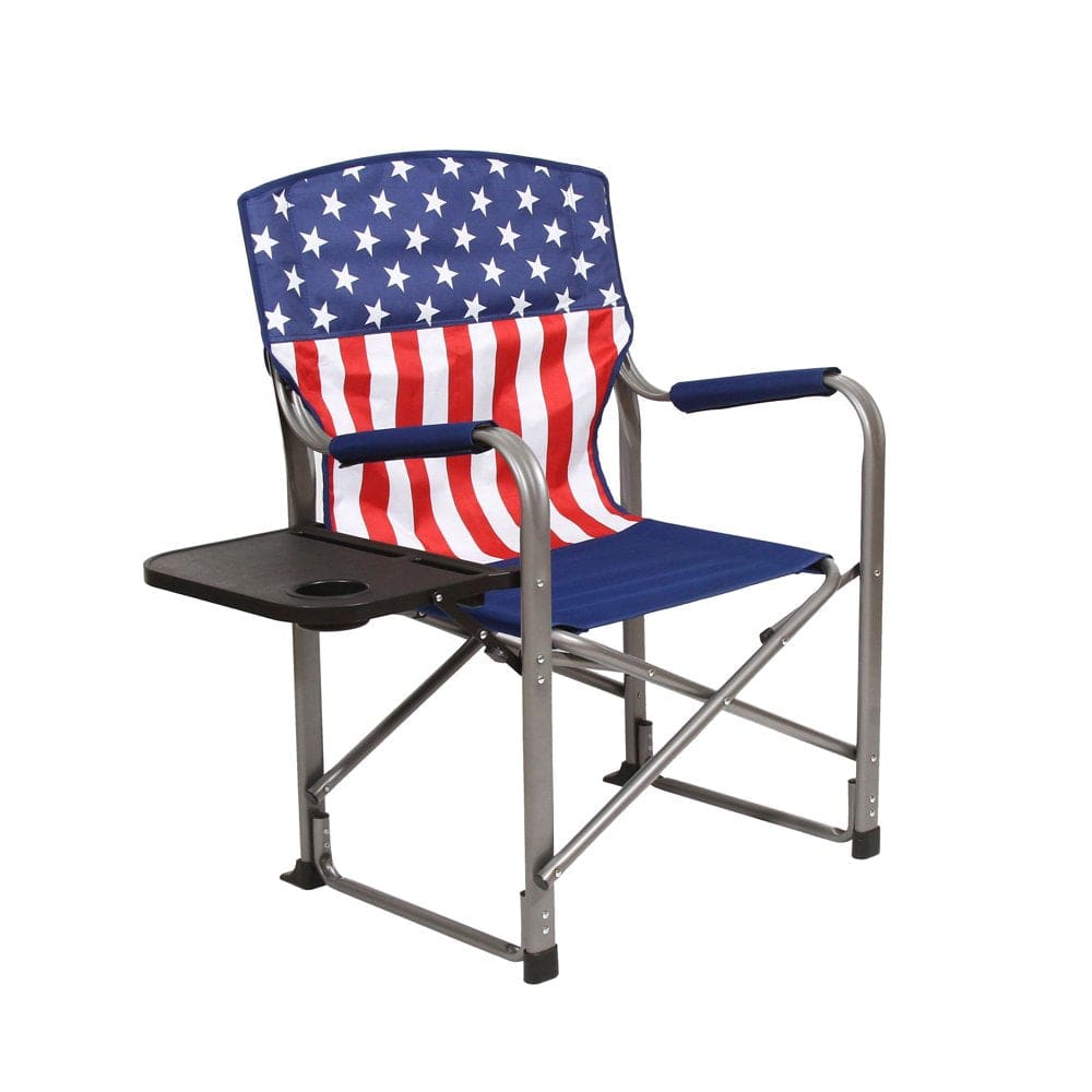 Kamp-Rite Portable Director'S Chair with Side Table & Cup Holder, 350 LB Capacity, Red & Black