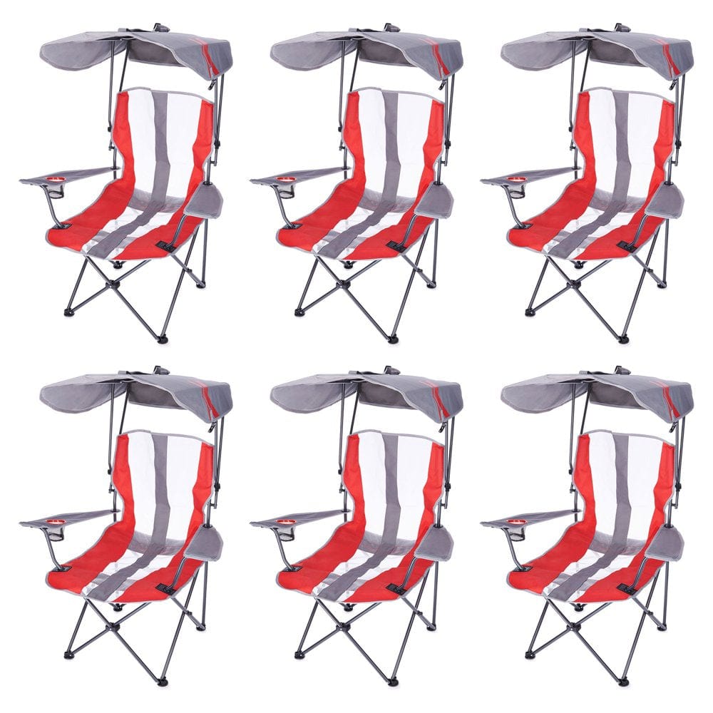 Kelsyus Premium Portable Camping Folding Outdoor Lawn Chair with 50+ UPF Canopy, Cup Holder, and Carry Strap, Blue/Black (2 Pack)