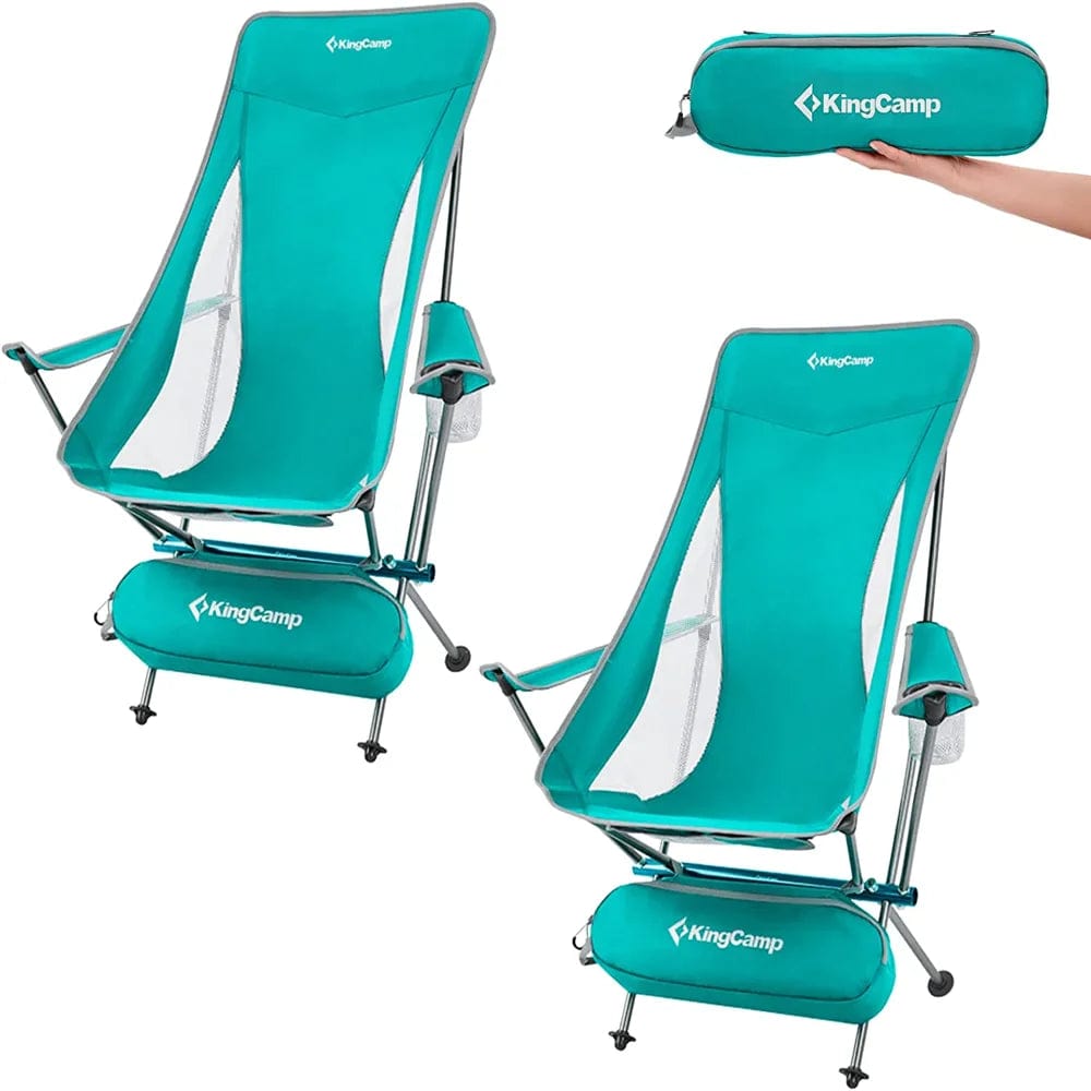 Kingcamp Ultralight High Back Folding Camping Chairs Adults with Armrest 2 Pack Lightweight Camping Chair Black
