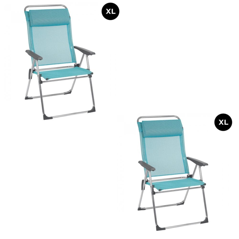 Lafuma Alu Cham XL Folding Camping Patio Mesh Sling Chair, Ocean Blue (Pair)