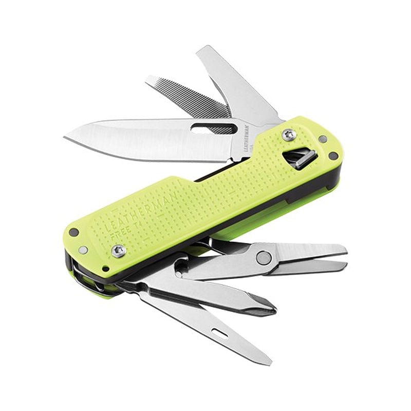 LEATHERMAN, FREE T4 Multitool and EDC Knife with Magnetic Locking and One Hand Accessible, Built in the USA, Stainless, Arctic