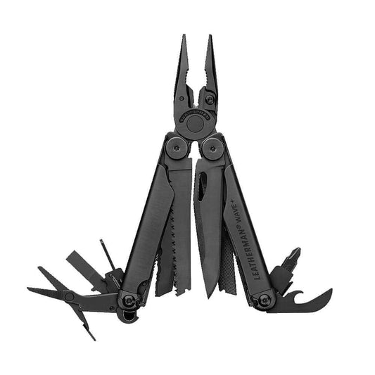 LEATHERMAN, Wave plus Multitool with Premium Replaceable Wire Cutters, Spring-Action Scissors and Molle Black Sheath, Black