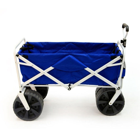 Mac Sports Collapsible Folding All Terrain Outdoor Beach Utility Wagon Cart, Blue
