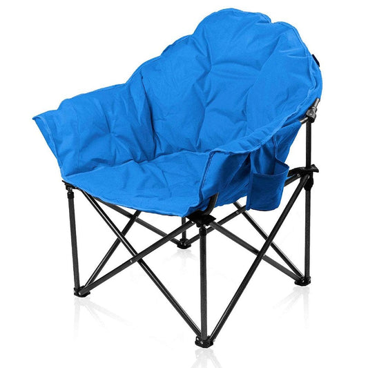 MF Studio Oversized Padded Moon Chair Camping Folding Saucer Chairs with Cup Holder and Carry Bag, Supports up to 400Lbs, Blue