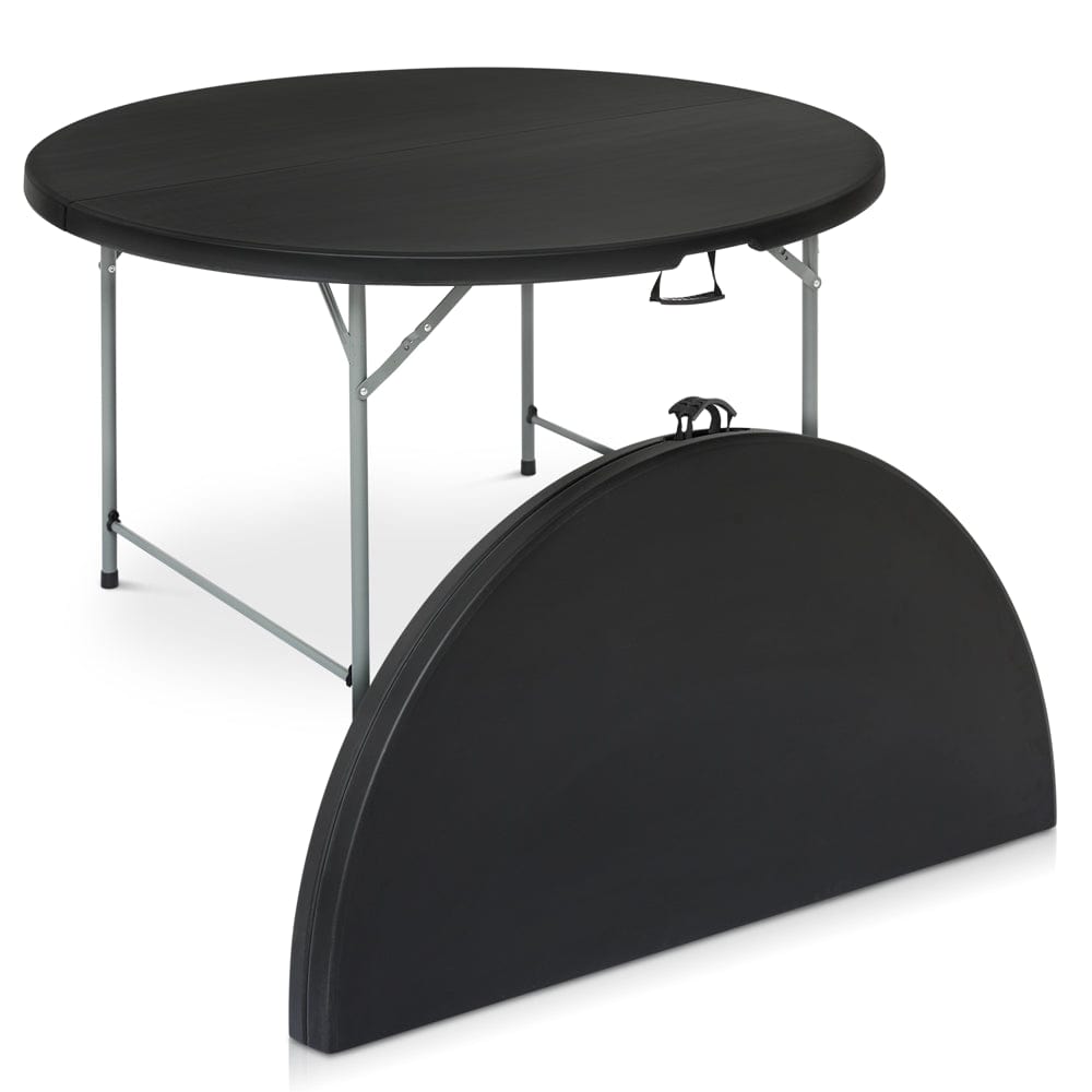 Monibloom round Folding Table, 4.5Ft Heavy Duty Commercial Event Wedding Party Desk, for 6 to 8 Seat, White