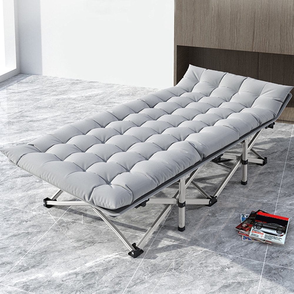 MOPHOTO 75" Adult Camping Cot Folding Cot, Portable Heavy Duty Sleeping Bed, Outdoor Patio Folding Bed with Pad