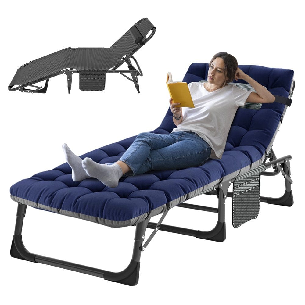 MOPHOTO Folding Camping Cot, Adjustable 4-Position Adult Lounge Chair,Gray
