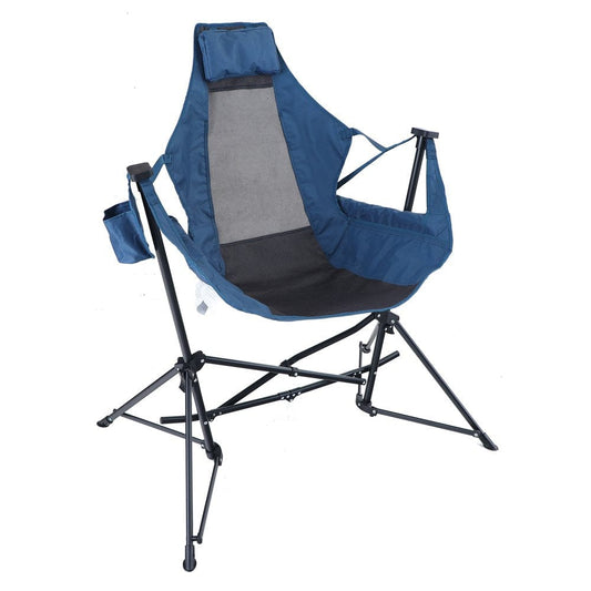 Nature'S Lodge Foldable Hammock Camping Chair with Cup Drink Holder, Blue