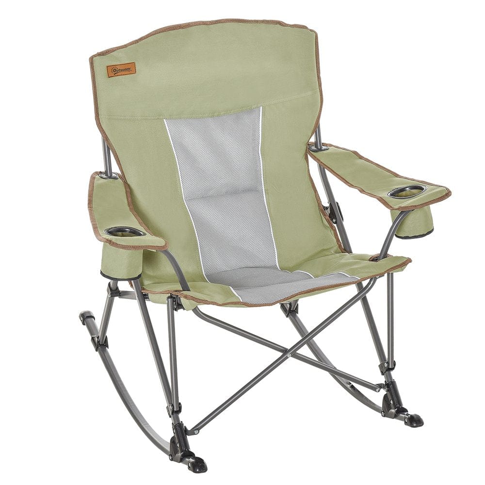Outsunny Outdoor Folding Beach Camping Chair with Steel Legs & Cup Holder, Red