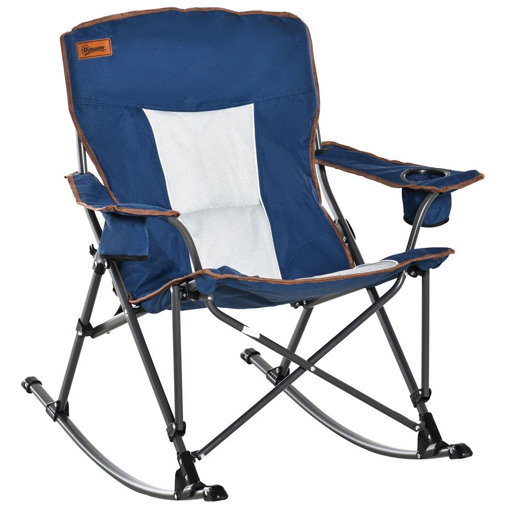 Outsunny Outdoor Folding Beach Camping Chair with Steel Legs & Cup Holder, Red
