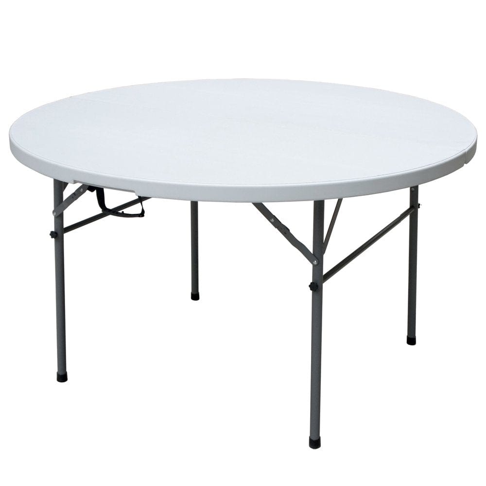 Plastic Development Group 5 Foot Fold in Half round Folding Banquet Table, White