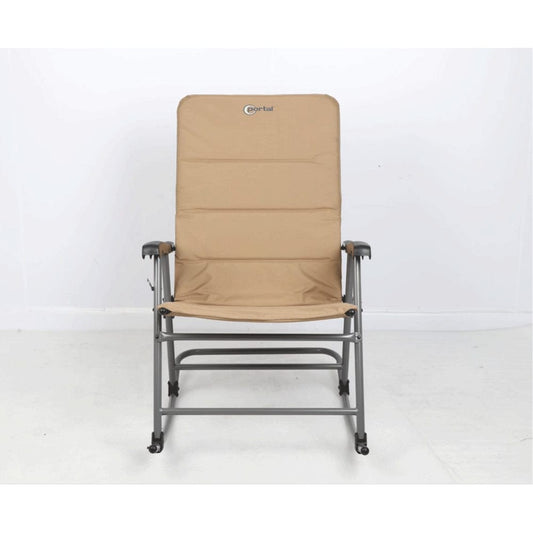 Portal Outdoor Wide Portable Flat Folding Camping Rocking Chair Recliner, Tan