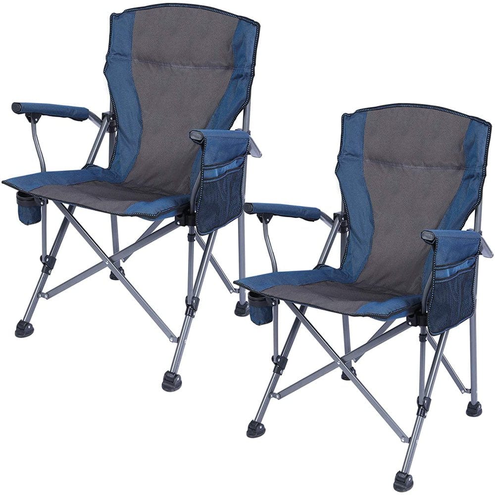 REDCAMP Folding Camping Chair for Adults Heavy Duty 250Lb,Outdoor Camp Chairs Portable Lawn Chair with High Back and Cup Holder, Black