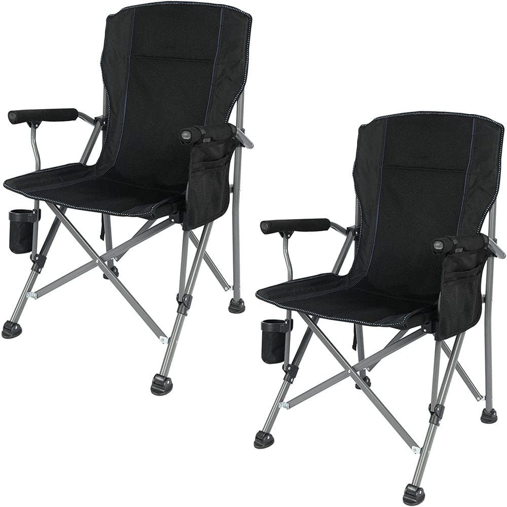 REDCAMP Oversized Folding Camping Chair for Adults Heavy Duty, Sturdy Steel Frame Outdoor Camp Chairs Portable Lawn Chair with High Back and Cup Holder,Black