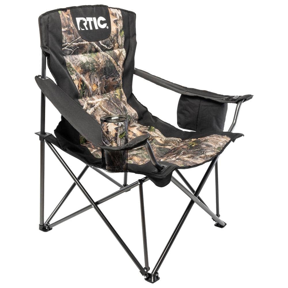 RTIC Big Bear Chair, Black/Black, Portable Outdoor Camping Chair with Arm Rest, Folds Quickly for Easy Storage, 400Lb Max Weight Capacity