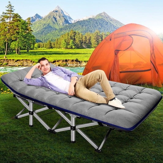 Slsy Camping Cot for Adults, Folding Cot Bed for Sleeping with 2 Sided Mattress & Carry Bag, Tent Cot, Supports 880 Lbs