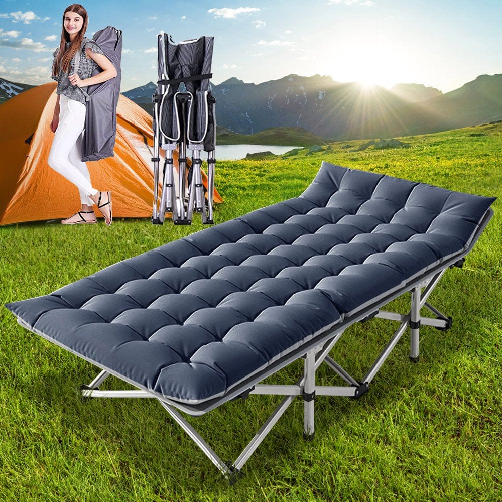 Slsy Camping Cot for Adults, Folding Cot Bed for Sleeping with 2 Sided Mattress & Carry Bag, Tent Cot, Supports 880 Lbs