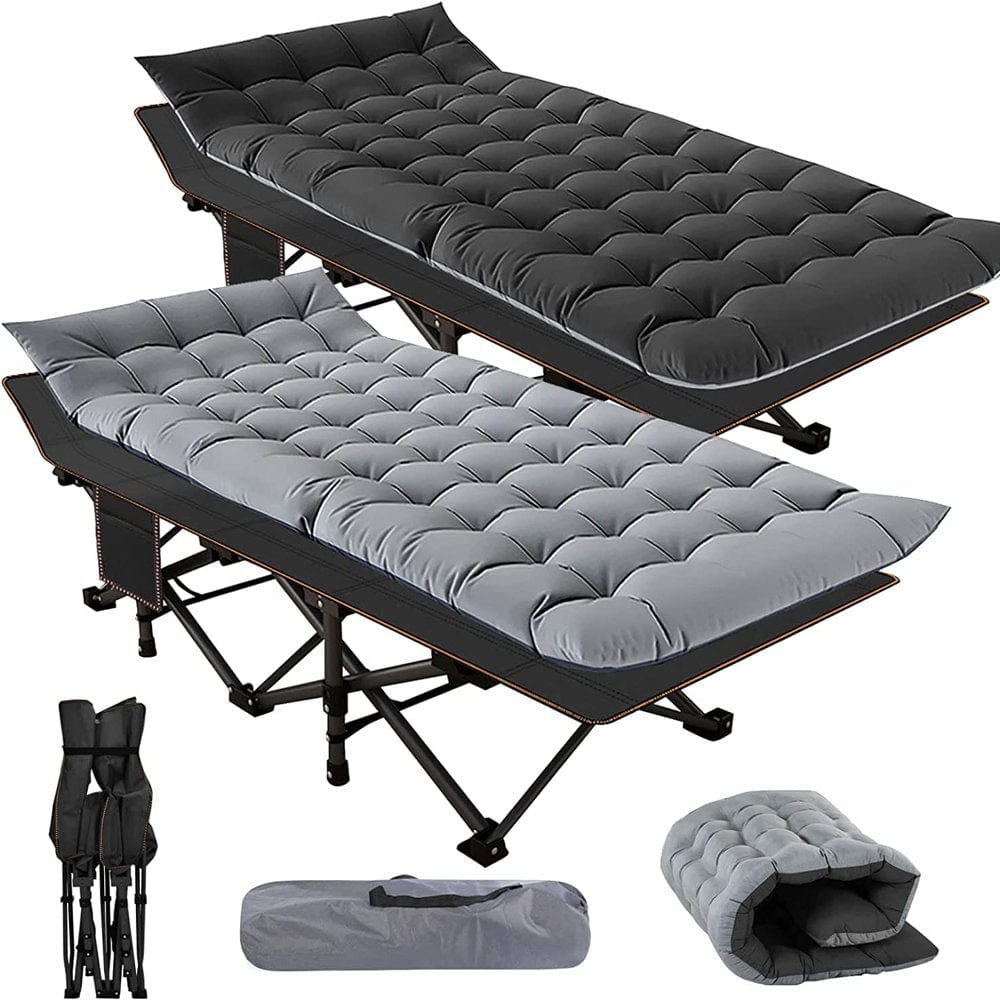 Slsy Camping Cot for Adults, Folding Cot Bed for Sleeping with 2 Sided Mattress & Carry Bag, Tent Cot, Supports 880 Lbs