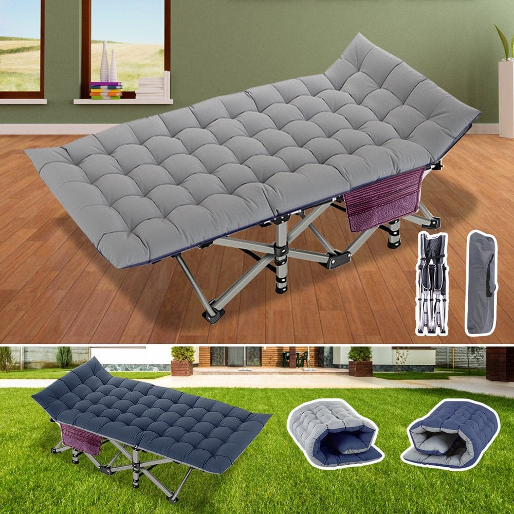 Slsy Camping Cot for Adults, Folding Cot Bed for Sleeping with 2 Sided Mattress & Carry Bag, Tent Cot, Supports 880 Lbs