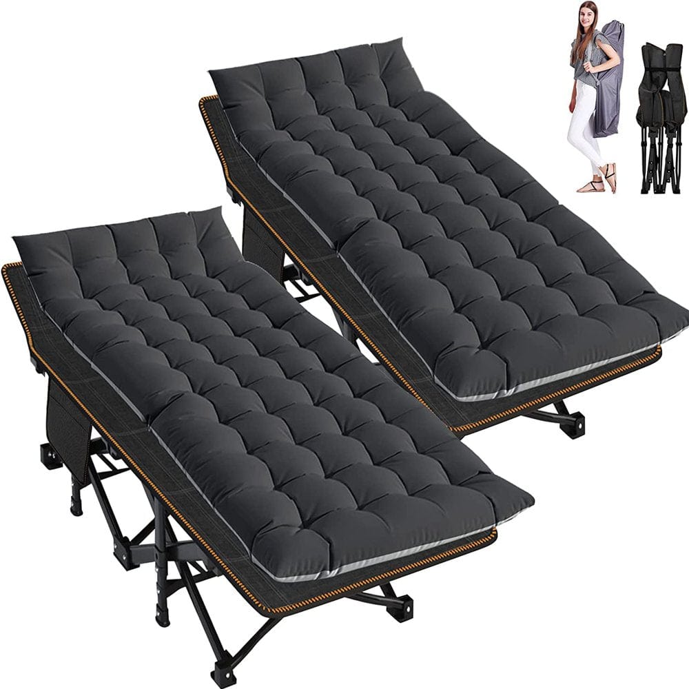 Slsy Camping Cot for Adults, Folding Cot Bed for Sleeping with 2 Sided Mattress & Carry Bag, Tent Cot, Supports 880 Lbs