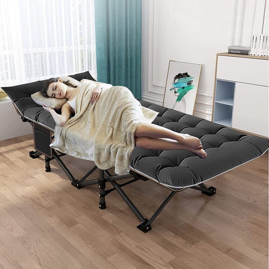 Slsy Camping Cot for Adults, Heavy Duty Sleeping Cots, Lightweight Folding Cot Guest Bed with Mattress and Carry Bag, Supports 880 Lbs