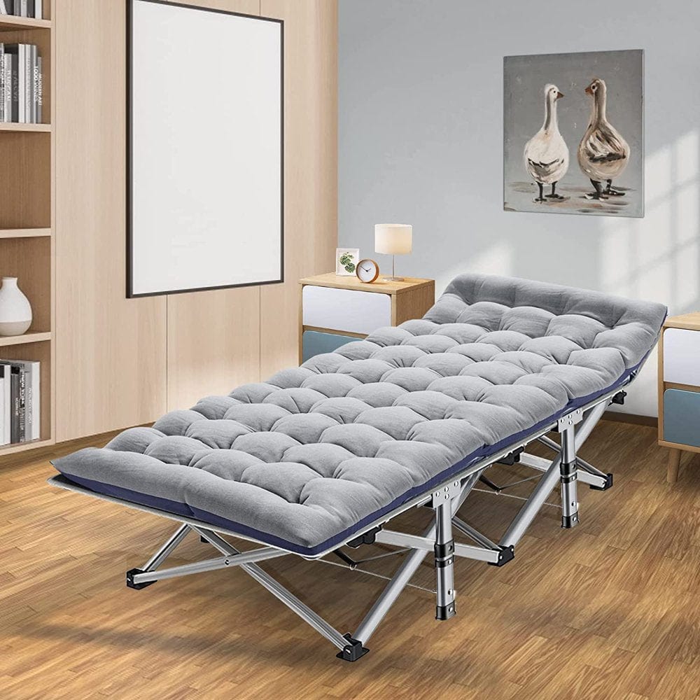 Slsy Camping Cot for Adults, Heavy Duty Sleeping Cots, Lightweight Folding Cot Guest Bed with Mattress and Carry Bag, Supports 880 Lbs