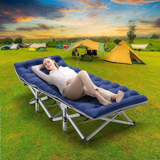 Slsy Cot, Folding Camping Cot for Adults, 75" X 28" Sleeping Cot, Heavy Duty Guest Bed with 2-Sided Velvet Mattress & Carry Bag