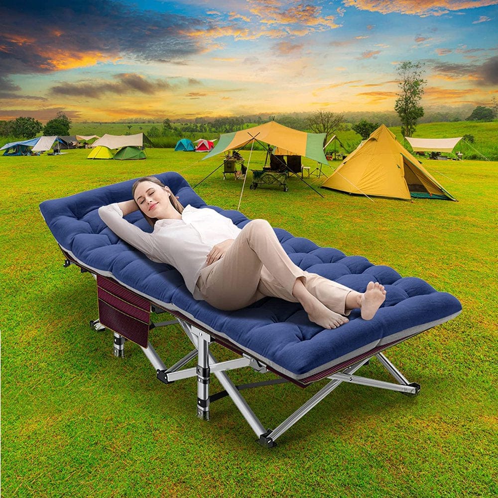 Slsy Cot, Folding Camping Cot for Adults, 75" X 28" Sleeping Cot, Heavy Duty Guest Bed with 2-Sided Velvet Mattress & Carry Bag