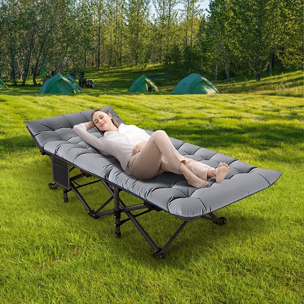 Slsy Cot, Folding Camping Cot for Adults, 75" X 28" Sleeping Cot, Heavy Duty Guest Bed with 2-Sided Velvet Mattress & Carry Bag