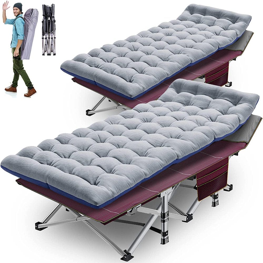 Slsy Cot, Folding Camping Cot for Adults, 75" X 28" Sleeping Cot, Heavy Duty Guest Bed with 2-Sided Velvet Mattress & Carry Bag