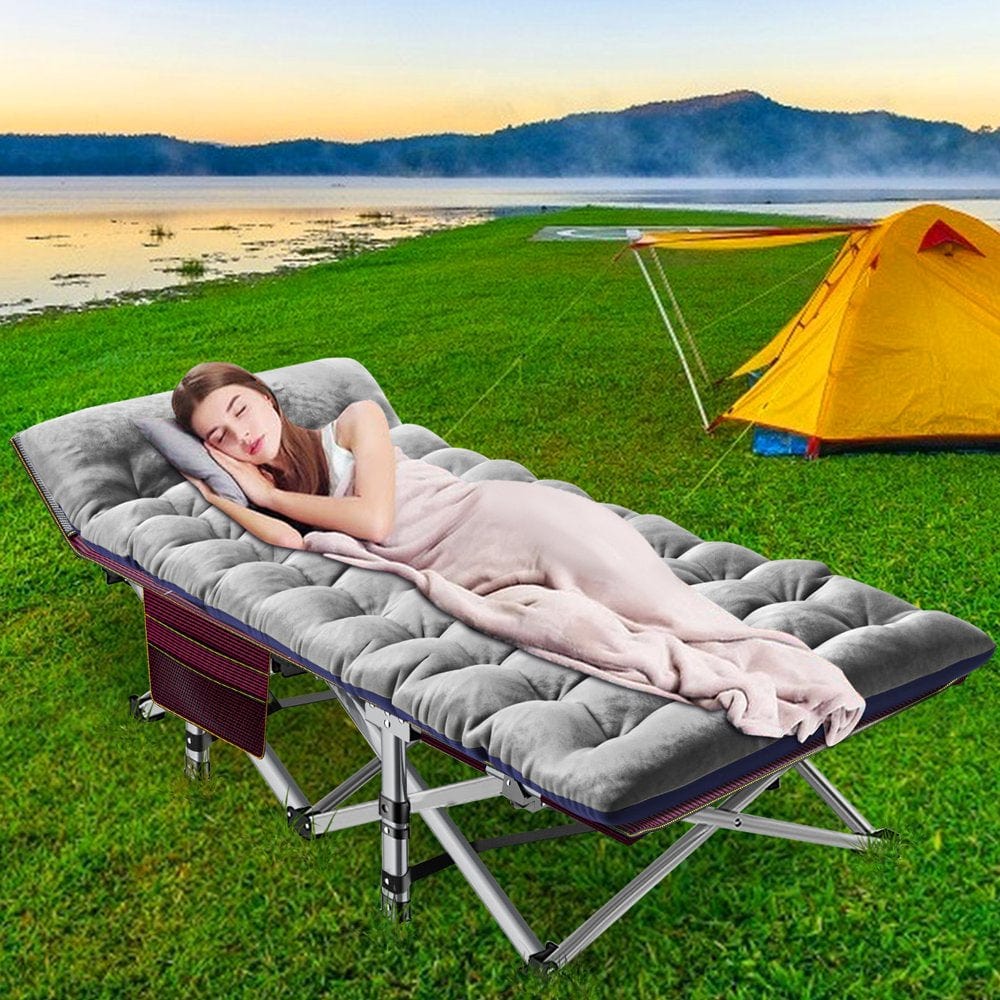 Slsy Cot, Folding Camping Cot for Adults, 75" X 28" Sleeping Cot, Heavy Duty Guest Bed with 2-Sided Velvet Mattress & Carry Bag