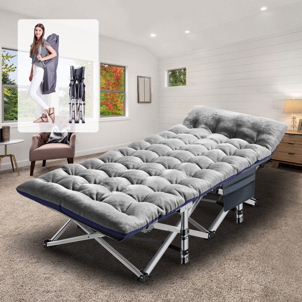 Slsy Folding Bed Cot with 3.3 Inch Mattress, 75"* 28" Sleeping Cot Guest Bed, Folding Camping Cots with Carry Bag