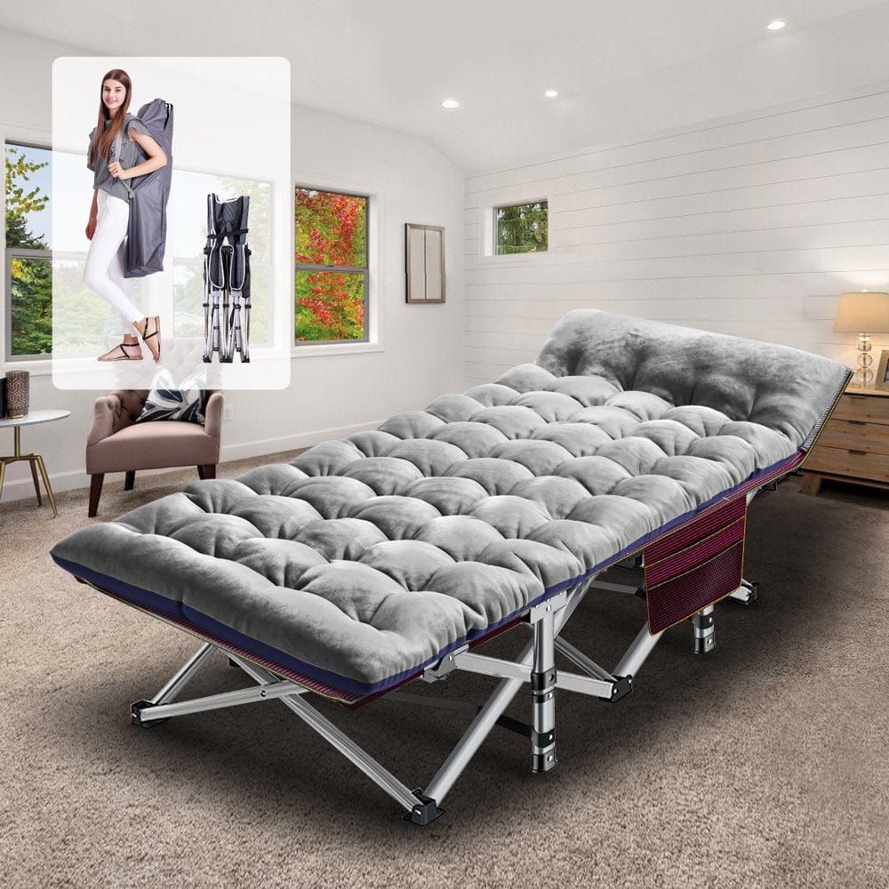 Slsy Folding Bed Cot with 3.3 Inch Mattress, 75"* 28" Sleeping Cot Guest Bed, Folding Camping Cots with Carry Bag