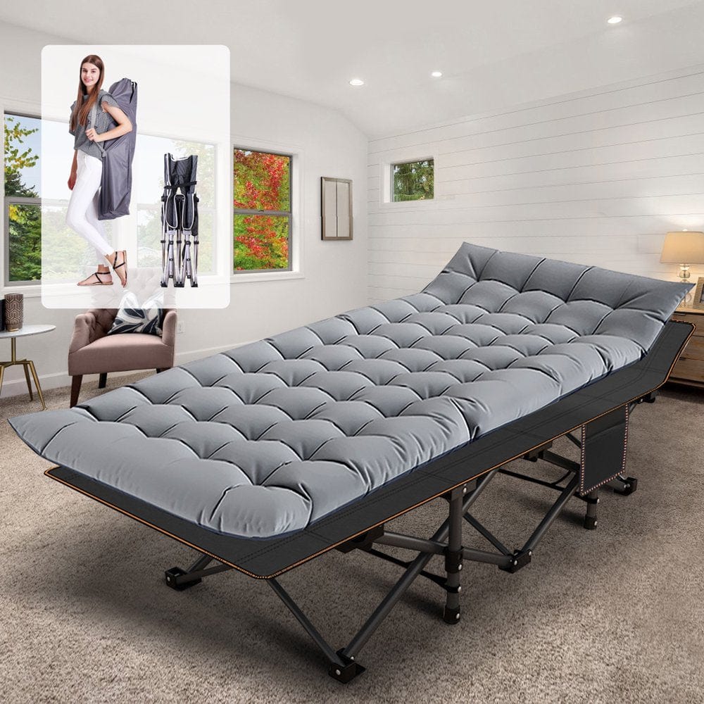 Slsy Folding Bed Cot with 3.3 Inch Mattress, 75"* 28" Sleeping Cot Guest Bed, Folding Camping Cots with Carry Bag
