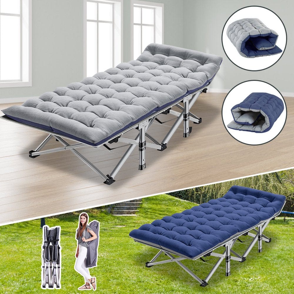Slsy Folding Camping Cot, Portable Cots for Adults, Heavy Duty Outdoor Sleeping Cot Bed with Carry Bag and Mattress
