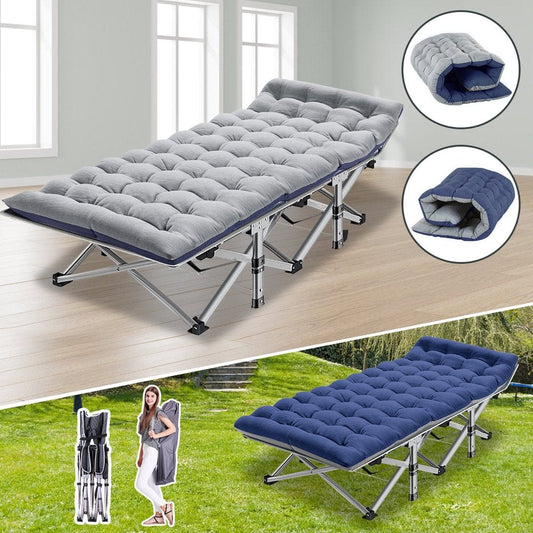Slsy Folding Camping Cot, Portable Cots for Adults, Heavy Duty Outdoor Sleeping Cot Bed with Carry Bag and Mattress