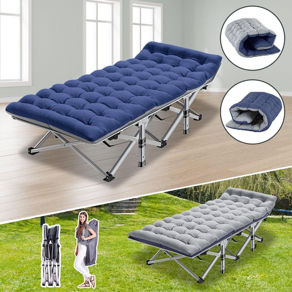 Slsy Folding Camping Cot, Portable Cots for Adults, Heavy Duty Outdoor Sleeping Cot Bed with Carry Bag and Mattress