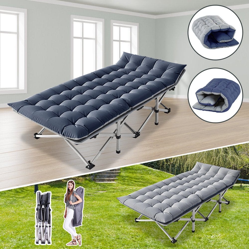 Slsy Folding Camping Cot, Portable Cots for Adults, Heavy Duty Outdoor Sleeping Cot Bed with Carry Bag and Mattress