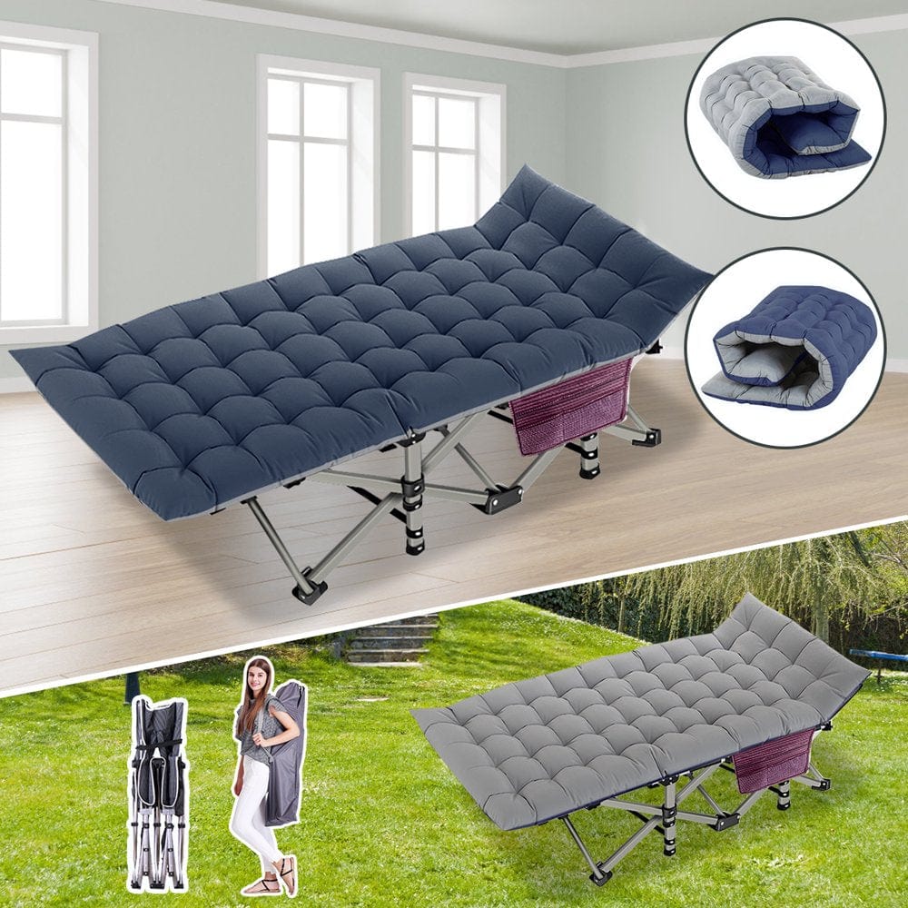 Slsy Folding Camping Cot, Portable Cots for Adults, Heavy Duty Outdoor Sleeping Cot Bed with Carry Bag and Mattress