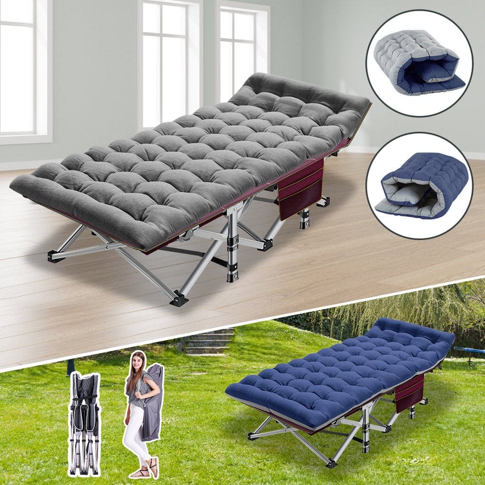 Slsy Folding Camping Cot, Portable Cots for Adults, Heavy Duty Outdoor Sleeping Cot Bed with Carry Bag and Mattress