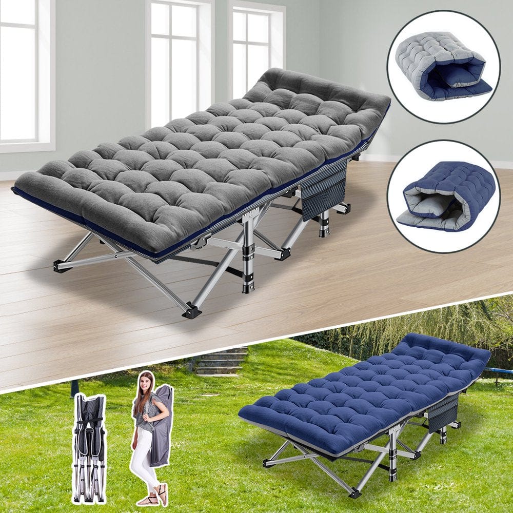 Slsy Folding Camping Cot, Portable Cots for Adults, Heavy Duty Outdoor Sleeping Cot Bed with Carry Bag and Mattress