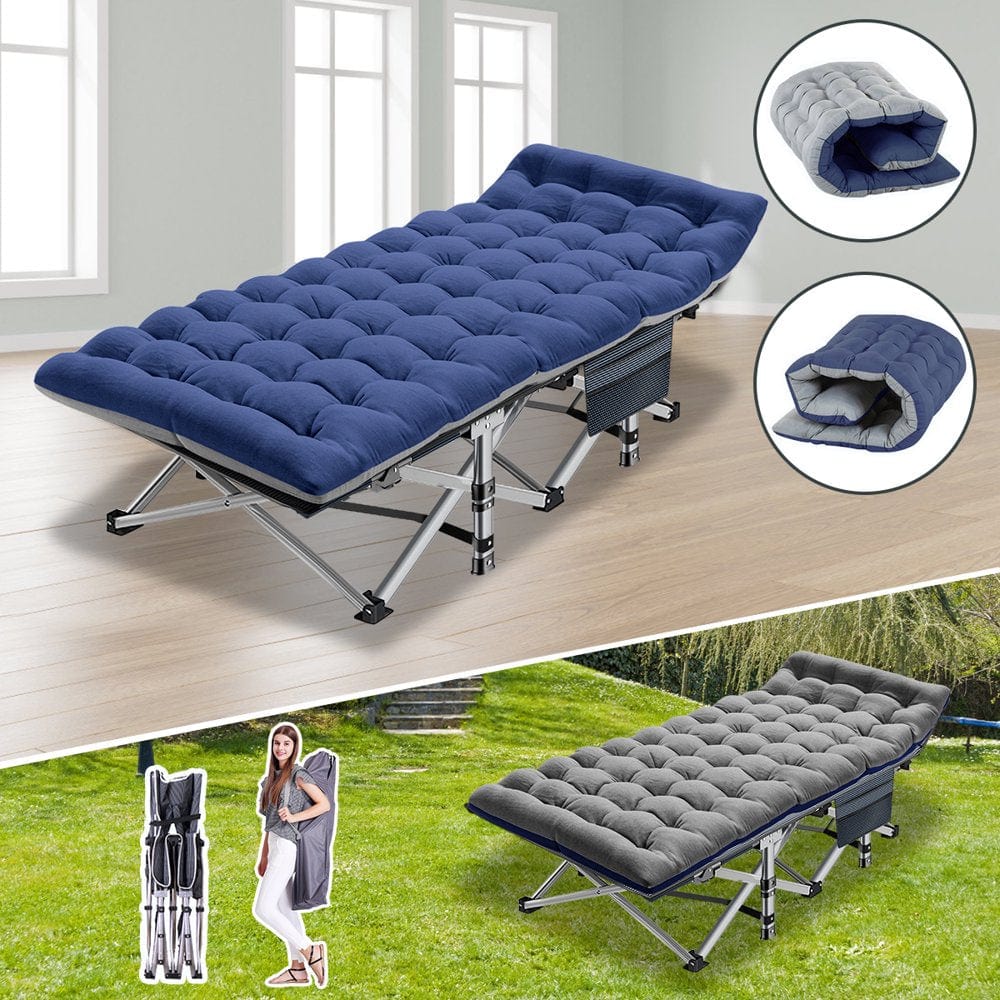 Slsy Folding Camping Cot, Portable Cots for Adults, Heavy Duty Outdoor Sleeping Cot Bed with Carry Bag and Mattress