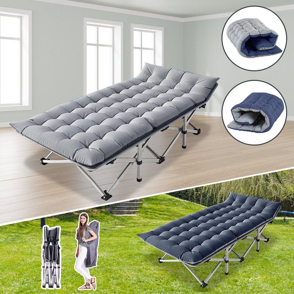 Slsy Folding Camping Cot, Portable Cots for Adults, Heavy Duty Outdoor Sleeping Cot Bed with Carry Bag and Mattress