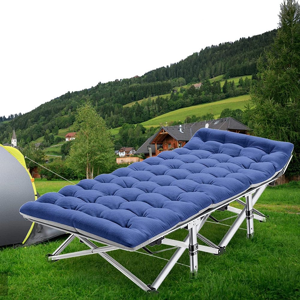Slsy Folding Camping Cot with 2 Sided Mattress & Carry Bag, Portable Folding Cots for Adults, Heavy Duty Outdoor Sleeping Cot Bed