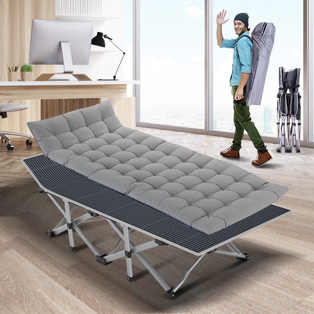 Slsy Folding Camping Cots for Adults 880 Lbs, 28" Extra Wide Sturdy Portable Folding Cot Sleeping Cot with Mattress & Carry Bag for Camp Home Office