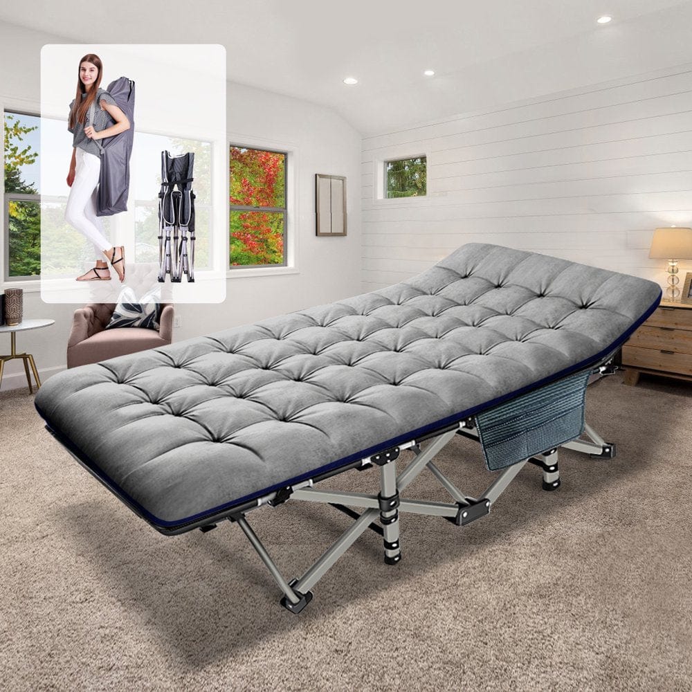 Slsy Folding Camping Cots for Adults 880 Lbs, 28" Extra Wide Sturdy Portable Folding Cot Sleeping Cot with Mattress & Carry Bag for Camp Home Office