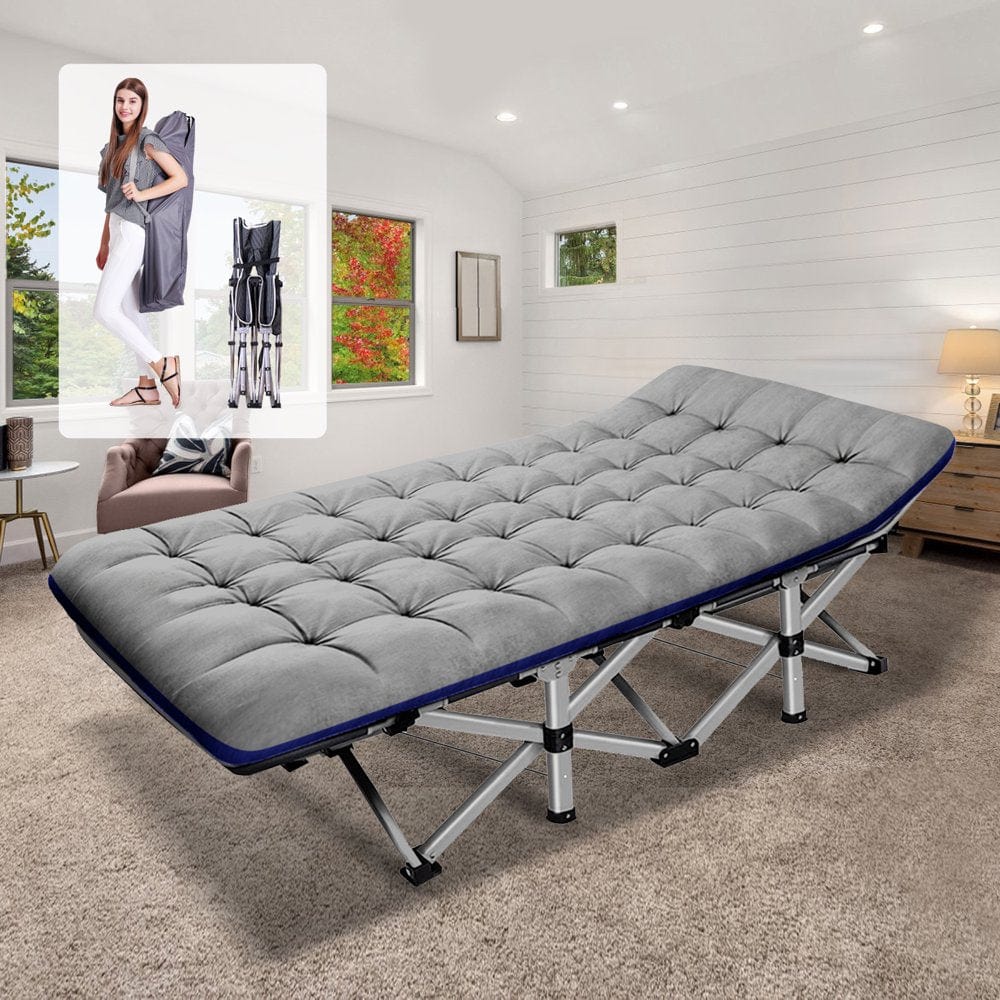 Slsy Folding Camping Cots for Adults 880 Lbs, 28" Extra Wide Sturdy Portable Folding Cot Sleeping Cot with Mattress & Carry Bag for Camp Home Office