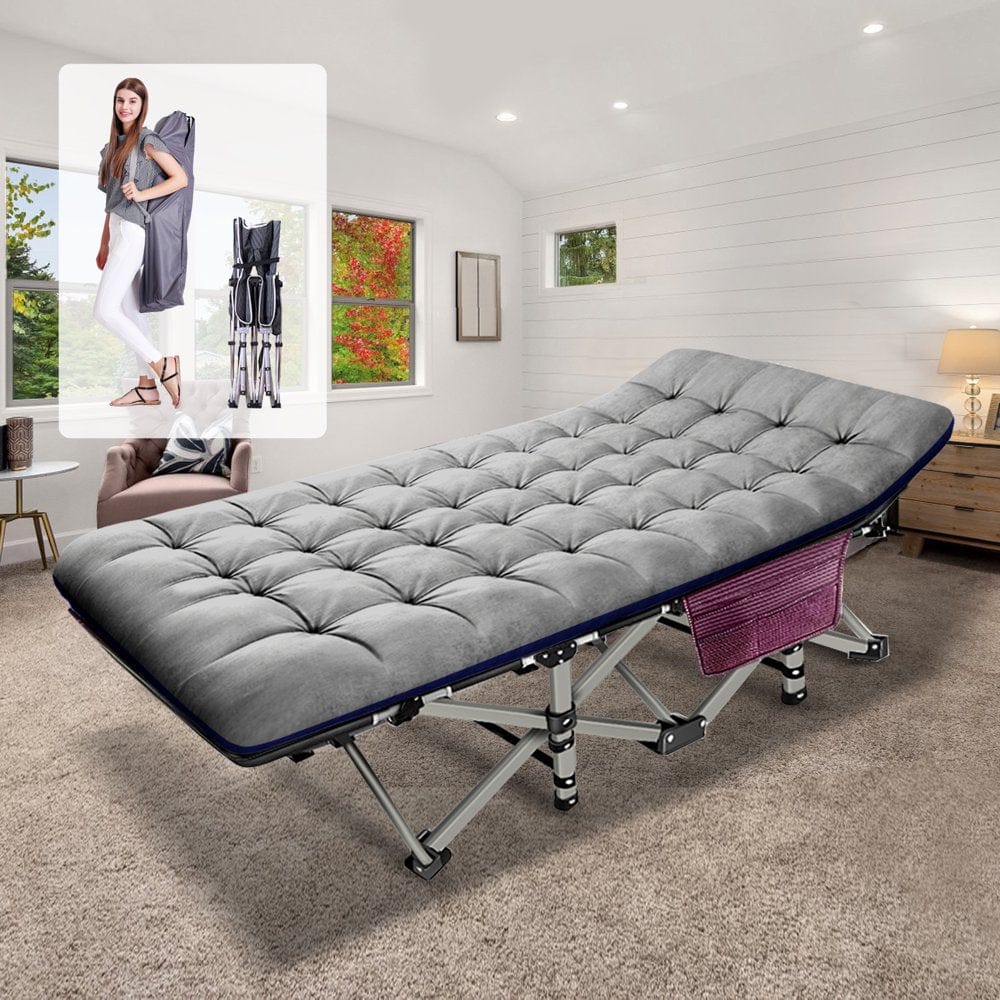 Slsy Folding Camping Cots for Adults 880 Lbs, 28" Extra Wide Sturdy Portable Folding Cot Sleeping Cot with Mattress & Carry Bag for Camp Home Office